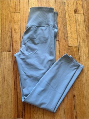 Vuori Blue High-Waist Ribbed-Waist Leggings